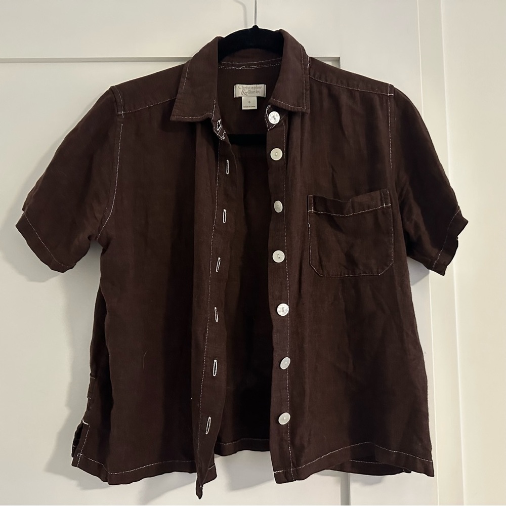 Christopher & Banks Linen Button Up Shirt